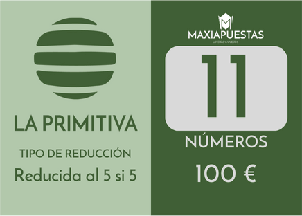 Primitiva - 11 num. for 5 if 5 hits - 100,00 Euros