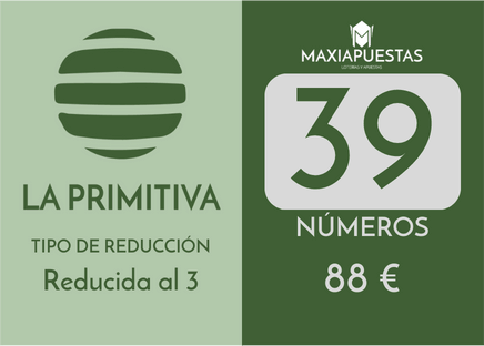 Primitiva - 39 num. for 3 hits - 88,00 Euros